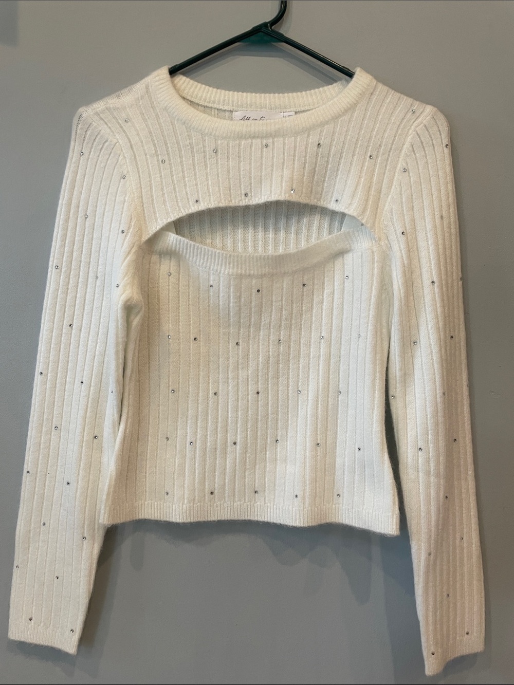 Ribbed Cutout Sweater with Sparkle - Cream like new medium